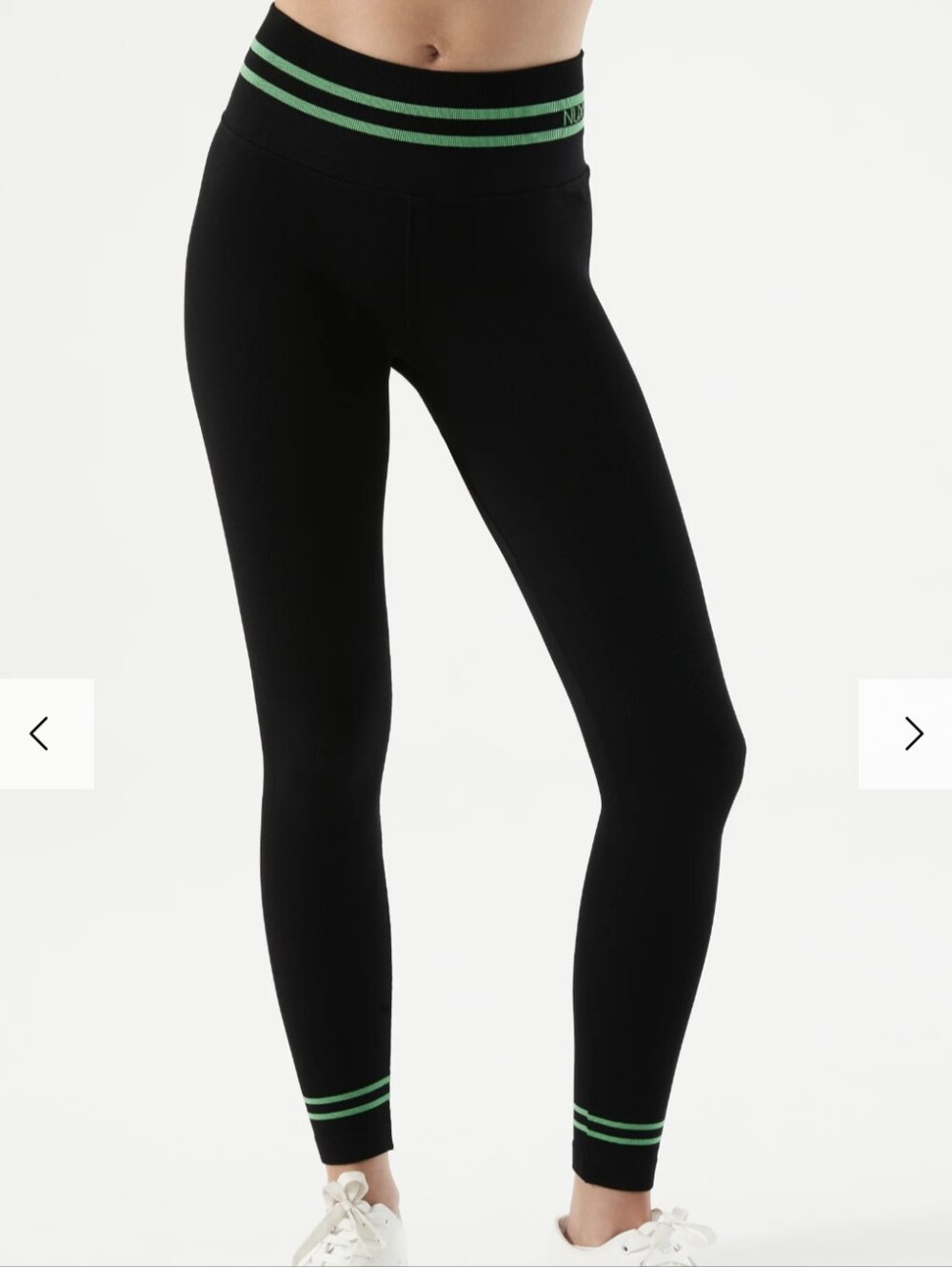 NWT- NUX Mel C Leggings with Green Stripe Accents